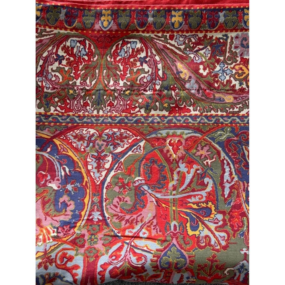 Ralph Lauren Home King Flat Sheet Red Paisley Cotton‎ Persian Floral GALAHAD